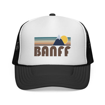 Banff, Canada Retro Mountains Trucker Hat - Vintage Style Banff Cap