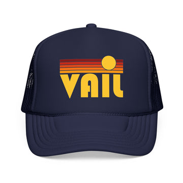 Vail, Colorado Retro Sunset Trucker Hat - 0