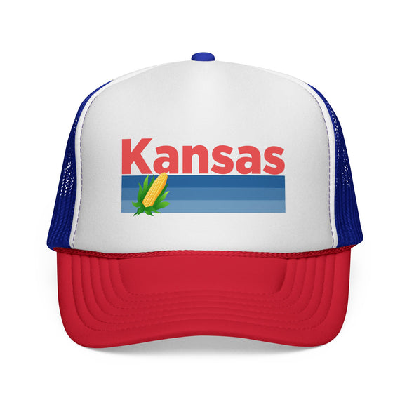 Kansas Retro Corn and Farm Trucker Hat