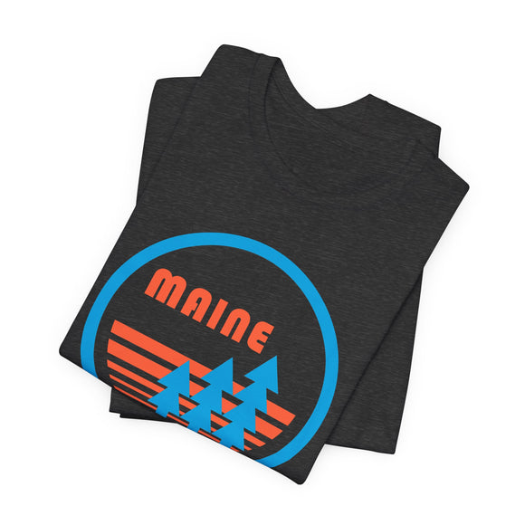 Maine T Shirt - Retro Trees Maine Tee