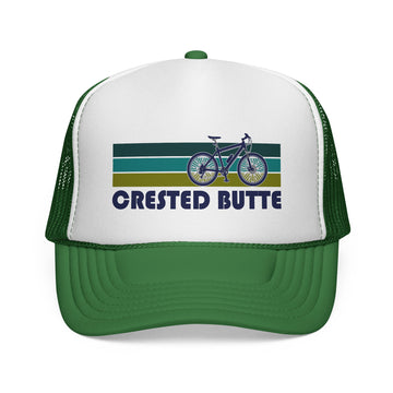 Crested Butte, Colorado Retro Bike Trucker Hat - Vintage Style Crested Butte Cap - 0