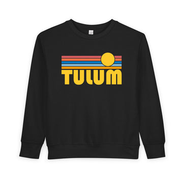 Buy black Tulum, Mexico Toddler Sweatshirt - Retro Sun Tulum Toddler Crewneck Sweatshirt