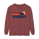 Ouray, Colorado Long Sleeve T-Shirt Retro Mountain, Unisex Ouray Unisex Garment-dyed Long Sleeve T-Shirt-3