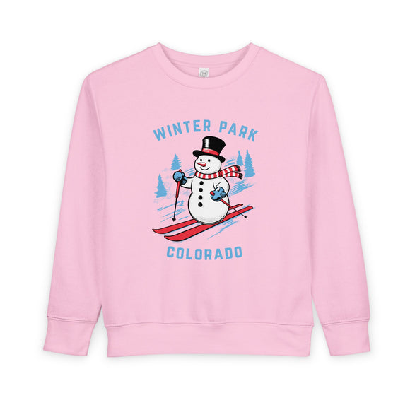 Winter Park, Colorado Toddler Sweatshirt - Skiing Snowman Winter Park Toddler Crewneck Sweatshirt