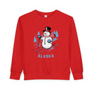 Alaska Toddler Sweatshirt - Skiing Snowman Alaska Toddler Crewneck Sweatshirt-5