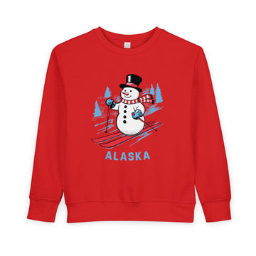 Buy red Alaska Toddler Sweatshirt - Skiing Snowman Alaska Toddler Crewneck Sweatshirt
