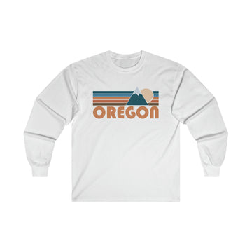 Buy white Oregon Long Sleeve Shirt - Retro Unisex Oregon Long Sleeve Tee