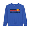 Michigan Toddler Sweatshirt - Retro Sun Michigan Toddler Crewneck Sweatshirt