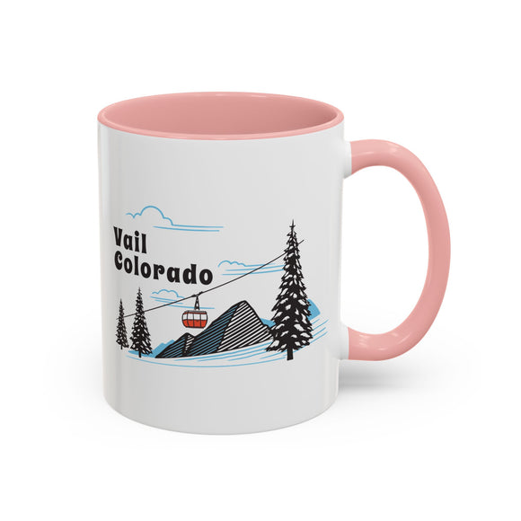 Vail, Colorado Retro Snow Skiing Mountain 11 oz Mug, Ski Lodge Decor Coffee Cup, Mountain Gondola  Lover Gift, Retro Skiing Mug
