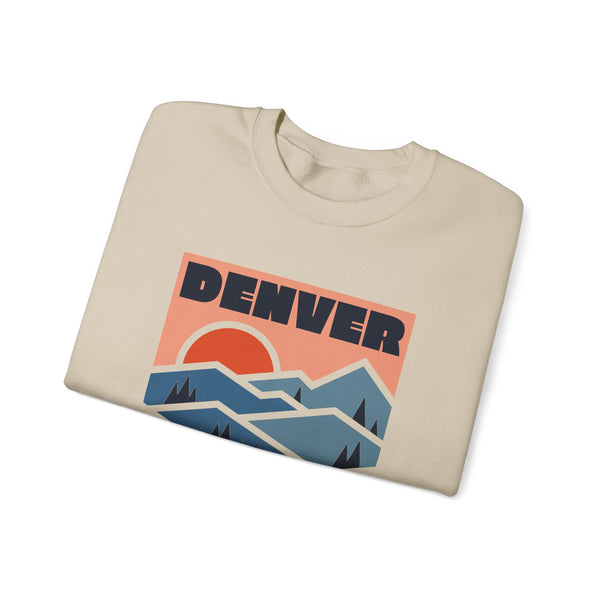Denver, Colorado Sweatshirt Retro Mountains, Denver Unisex Graphic Crewneck