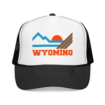 Buy black-white Wyoming Trucker Hat - Wyoming Mountain Cap