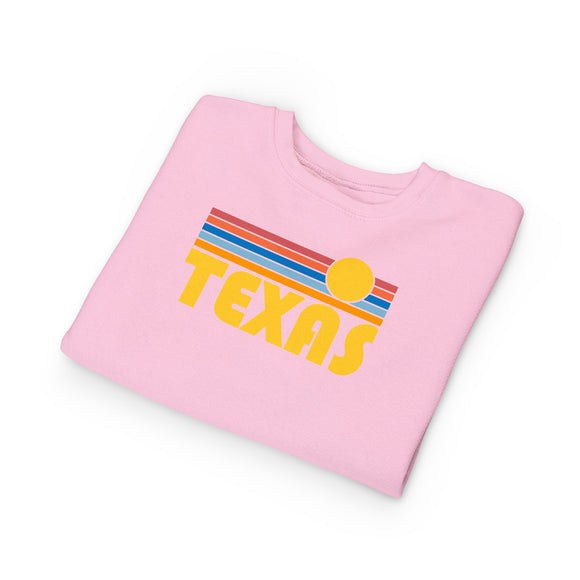 Texas Toddler Sweatshirt - Retro Sun Texas Toddler Crewneck Sweatshirt