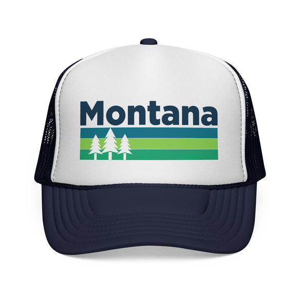 Montana Retro Trees Trucker Hat - Vintage Style Montana Cap
