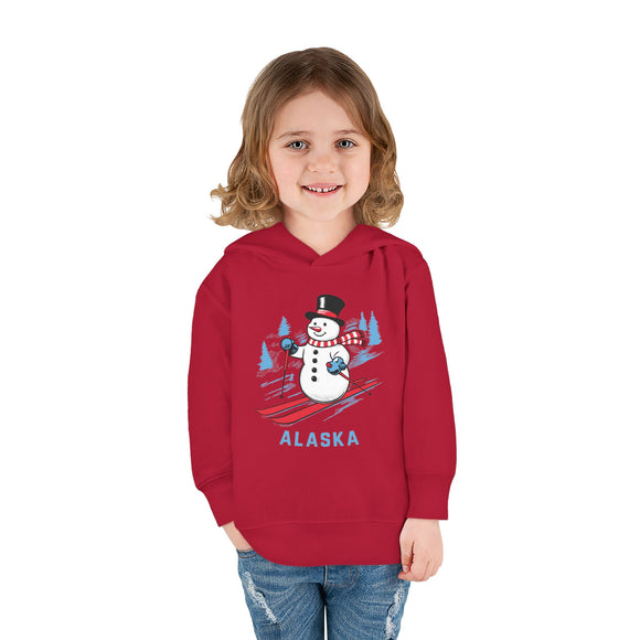 Alaska Toddler Hoodie - Unisex Skiing Snowman Alaska Sweatshirt