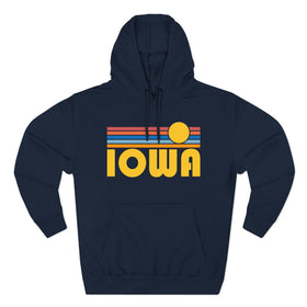 Premium Iowa Hoodie - Retro Sun Unisex Sweatshirt