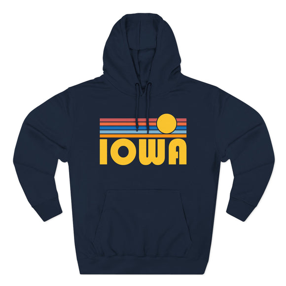 Premium Iowa Hoodie - Retro Sun Unisex Sweatshirt
