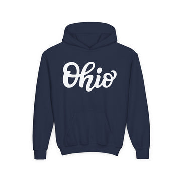 Buy navy Ohio Youth Hoodie - Cozy Unisex Pullover, Kids Ohio Sweatshirt, Soft Cotton Blend Hoody