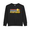 Portland, Oregon Toddler Sweatshirt - Retro Sun Portland Toddler Crewneck Sweatshirt