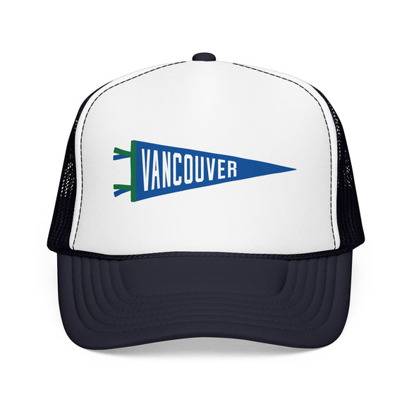 Vancouver, British Columbia Pennant Trucker Hat — Retro Flag Foam Cap