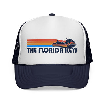 Buy dark-navy The Florida Keys Retro PWC Boating Trucker Hat - Vintage Style The Florida Keys Cap