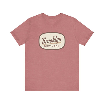 Buy heather-mauve Brooklyn, New York T-Shirt - Retro Unisex Brooklyn Shirt - Oval Badge