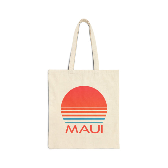 Maui, Hawaii Retro 80s Cotton Canvas Maui Tote Bag