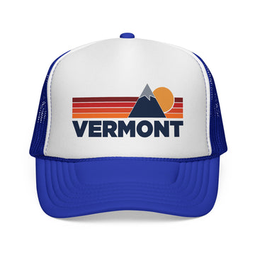 Buy royal Vermont Retro Mountains Trucker Hat - Vintage Style Vermont Cap