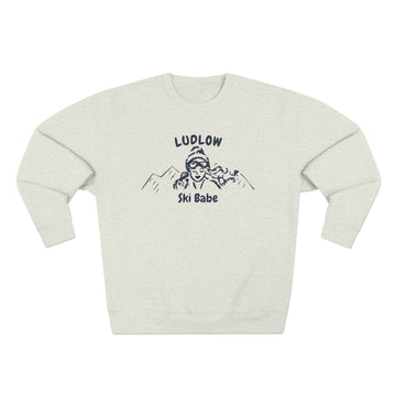 Premium Ludlow, Vermont Ski Babe Sweatshirt