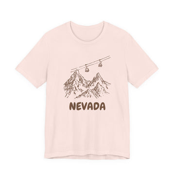 Buy soft-pink Nevada Mountain T-Shirt — Vintage Gondola Ski Mountain Tee