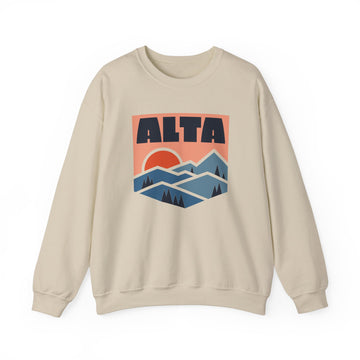 Alta, Utah Sweatshirt Retro Mountains, Alta Unisex Graphic Crewneck - 0