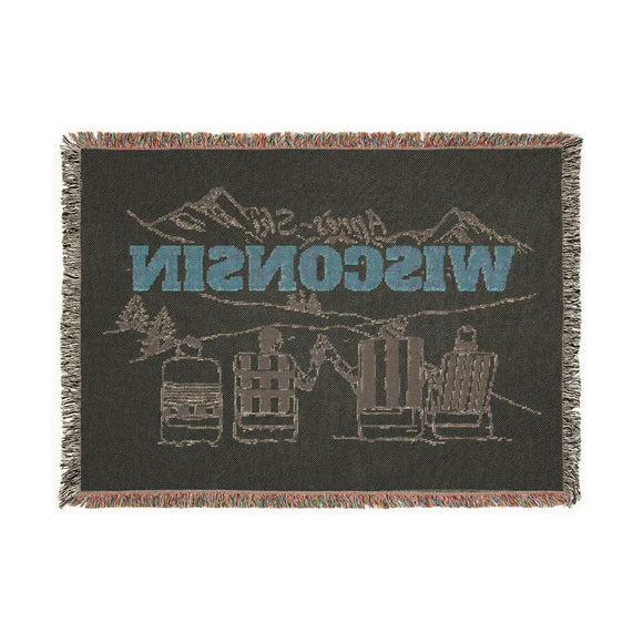 Wisconsin Ski Town Throw Blanket | Mountain Woven Blanket