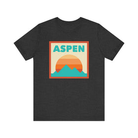 Retro Aspen, Colorado T-Shirt, Mountain Sun Tee, Unisex Graphic Shirt, Vintage Aspen, Colorado Top, Outdoor Adventure Clothing
