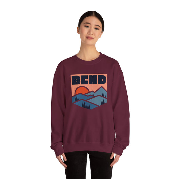 Bend, Oregon Sweatshirt Retro Mountains, Bend Unisex Graphic Crewneck