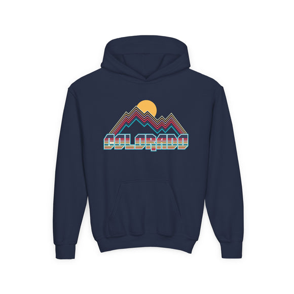 Colorado Youth Hoodie - Retro Mountain Colorado Youth Sweatshirt