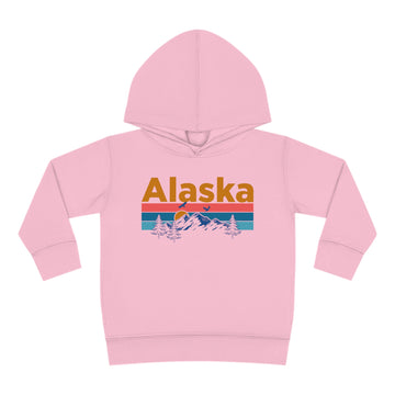 Buy pink Alaska Toddler Hoodie - Retro Mountain Sun Unisex Alaska Toddler Sweatshirt