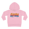Alaska Toddler Hoodie - Retro Mountain Sun Unisex Alaska Toddler Sweatshirt