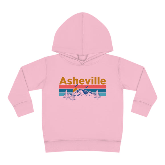 Asheville Toddler Hoodie - Retro Mountain Sun Unisex Asheville Toddler Sweatshirt