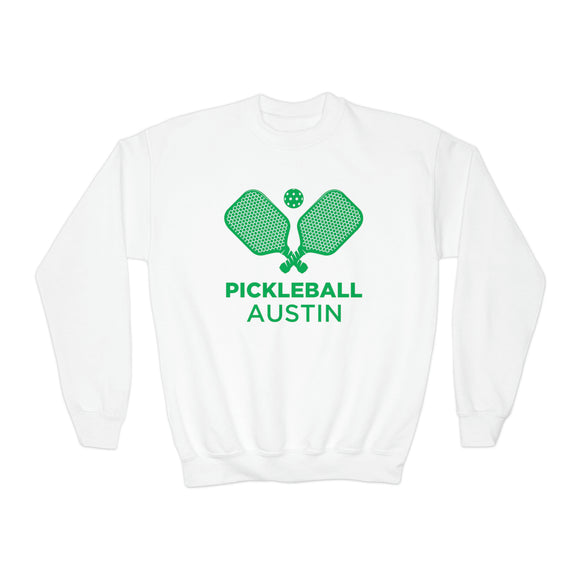 Austin, Texas Youth Sweatshirt - Pickleball Unisex Kid's Austin Crewneck Sweatshirt