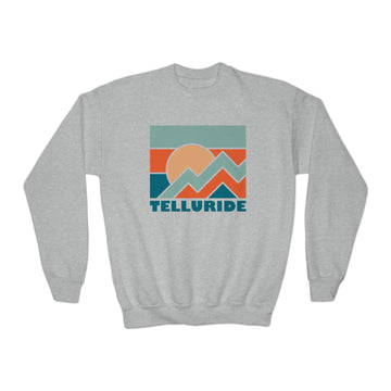 Buy sport-grey Telluride, Colorado Youth Sweatshirt - Unisex Kid's Telluride Crewneck Sweatshirt