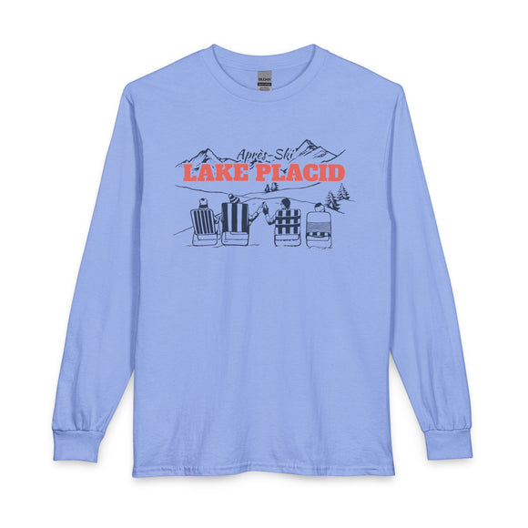 Lake Placid, New York Après-ski Long Sleeve Shirt - Mountain Retro Skiing