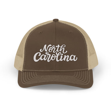 Buy brown-khaki North Carolina Snapback Trucker Cap - Embroidered North Carolina Hat