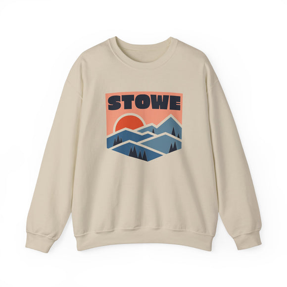 Stowe, Vermont Sweatshirt Retro Mountains, Stowe Unisex Graphic Crewneck