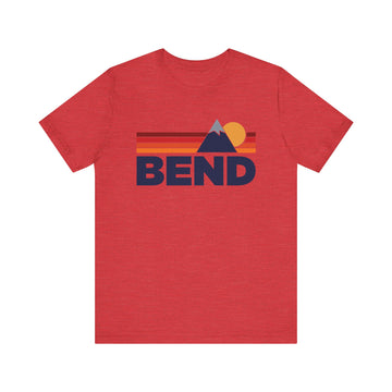 Buy heather-red Retro Bend, Oregon T-shirt, Mountain Tee, Vintage Bend Unisex Jersey Shirt, Outdoor Hiking Apparel