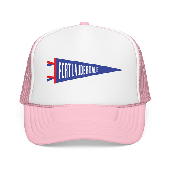 Fort Lauderdale, Florida Pennant Trucker Hat — Retro Flag Foam Cap