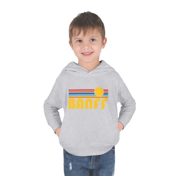 Banff, Canada Toddler Hoodie - Retro Sunrise Unisex Banff Toddler Sweatshirt