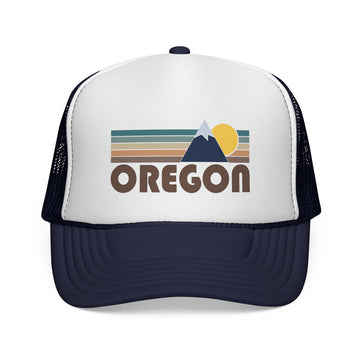 Buy dark-navy Oregon Retro Mountains Trucker Hat - Vintage Style Oregon Cap