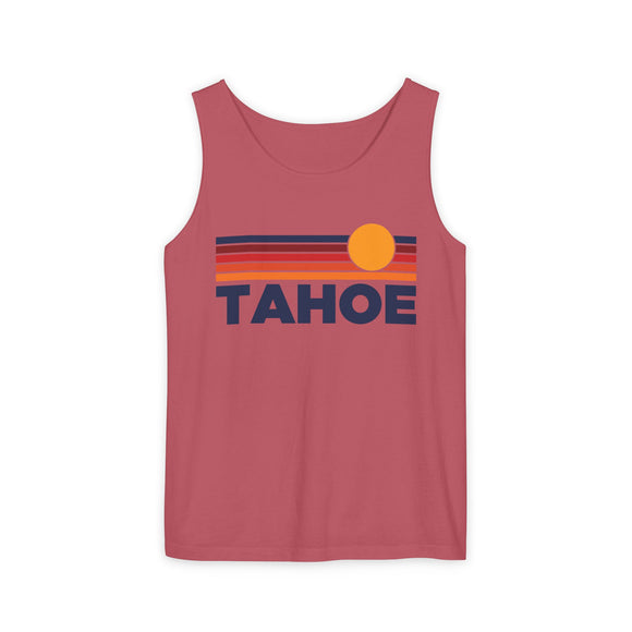 Lake Tahoe, California Retro Sunstripe Tank Top | Comfort Colors - 100% Cotton