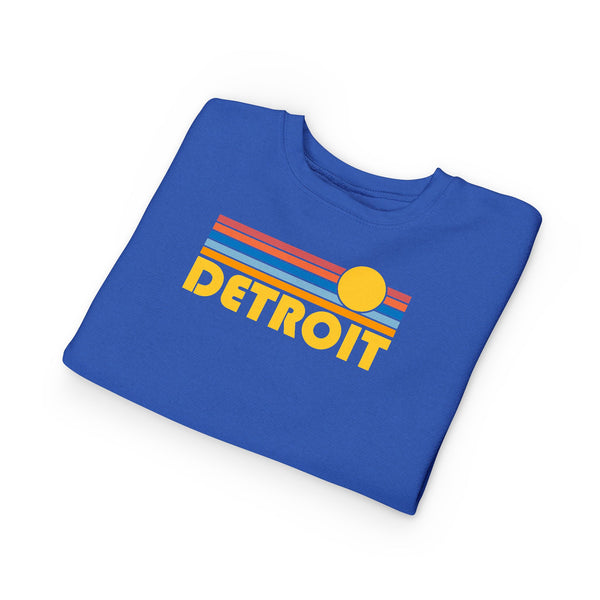 Detroit, Michigan Toddler Sweatshirt - Retro Sun Detroit Toddler Crewneck Sweatshirt