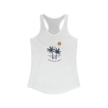 Buy solid-white Huntington Beach, California Women's Racerback Tank Top
