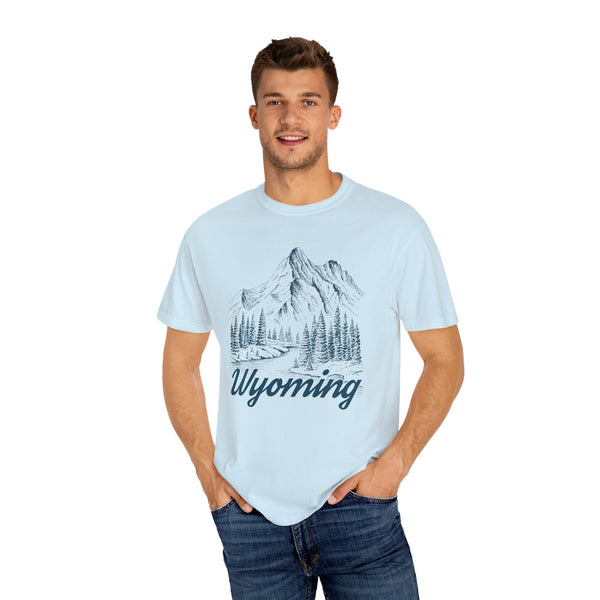 Wyoming Graphic Tee - Mountain Illustration Wyoming T Shirt